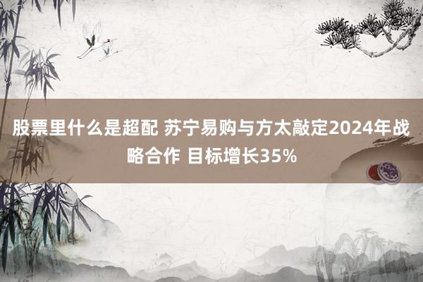 股票里什么是超配 苏宁易购与方太敲定2024年战略合作 目标增长35%